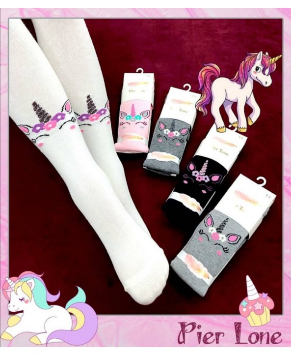 Детски памучен чорапогащник с еднорог Pier Lone 5/6 г